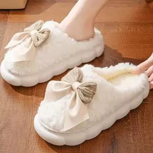 [하프클럽/]양털 리본 쿠션 슬리퍼 러블리 실내화 털슬리퍼