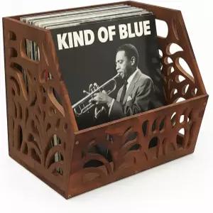 D-werack 빈티지 비닐 레코드 보관함 앨범 홀더 75개 이상 클래식 정리함 큐브 매거진 디스플레이용 나무