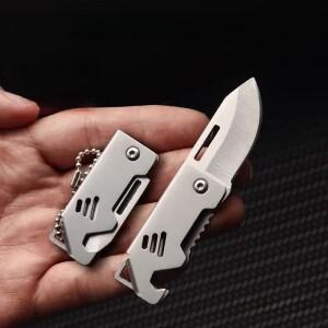 1PC 미니 소형 접는 칼 스틸강 휴대용 캠핑 생존 포켓 마그네틱 방어 Keyknife 키 체인 펜던트