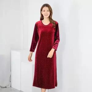 엄마옷 벨벳 라운드 긴팔 원피스홈웨어 1GHJ25423 중년여성 마담 60 70대  빅사이즈 할머니