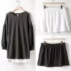 스커트 미니 38 인치 치마 레이어드 밴딩 빅사이즈 28 베이직 속 3094