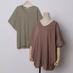 중년 빅사이즈 마담 임부복 207 루즈핏브이넥절개반팔티 DILE027 사이즈에서