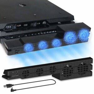 PS4 PRO용 링크후드 쿨링 팬, 소니 플레이스테이션 프로 게이밍 콘솔용 USB 외장 쿨러 5 팬 터보 온도 조절