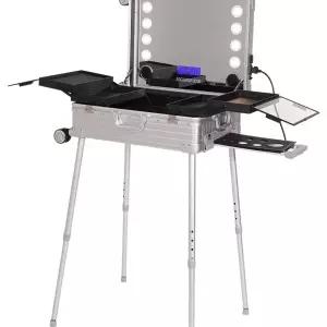 이동식 메이크업박스 LED 휴대용 조명 램프 출장용 정리함 거울 화장품 수납