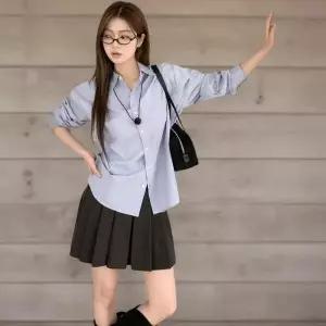 /신상오픈런 여성용 데일리 면 셔츠 무지컬러 코튼 남방