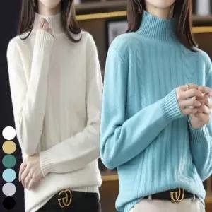 겨울 티셔츠 반목 보온 6컬러 꽈배기 니트 이너 반폴라 WFLQ8AY