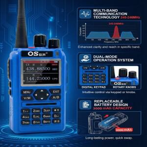 풀밴드 무전기 OS-DMR 8900UV 타입-C 충전기 장거리 양방향 라디오 10W 199채널 노이즈 감소 DTMF 비상용