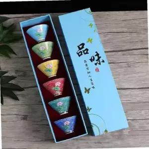 고급스러운 컬러 도자기 6P 찻잔 세트