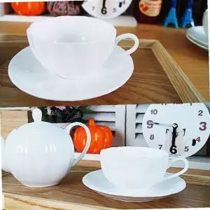 깔끔한 도자기 호박 커피잔 2인 세트 1P 손님용 찻잔