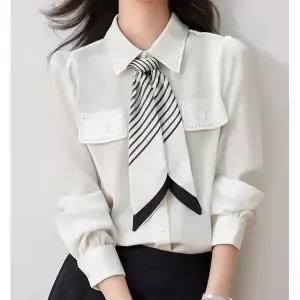 [하프클럽/패션]스카프타이 스티치패턴 셔츠블라우스 26F4E5EC