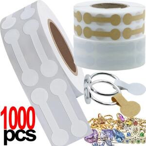 500/1000pcs 휴대용 보석  태그 갈색 마그네틱 접착 바벨 스티커 DIY 목걸이 도구 반지 팔찌 전시 포장