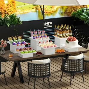 5개 화이트 아크릴 큐브 웨딩 베이스  음식 진열대  케이크 및 디저트 테이블  파티 랙 장식