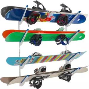 당신의 보드 스노보드 랙 벽걸이 4개의 보드를 위한 조절 가능한 보관 시스템 스노우보드를 튼튼한 차고 벽