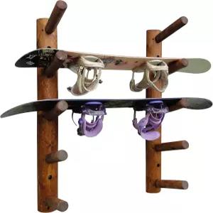 5인용 벽걸이 스키/스노우보드 통나무 걸이 - 폴스 스키 스노보드 벽걸이용 실내외 홀더 실내 보관용 행거