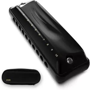 JDR 하모니카 키 오브 C 닌자 블루스 미니 하프 10홀 20톤 뮤지컬 성인 초보자를 위한 케이스 포함 전문