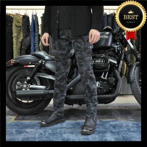 오토바이 라이딩 진 카모플라주 루즈 스트레이트 보호 바지 모터크로스 데일리 사이클링 캐주얼