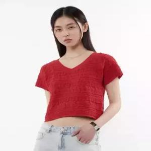 kiimuir (우먼) 스카시 브이넥 반팔 니트레드