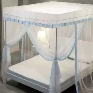 고품질 블루 모기장 체크 패턴 침대 사용 침대용 방충망 (WFKL2SQ)