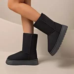 컬러2종 클래식여자 통굽힐 방한신발 윈터 미드부츠