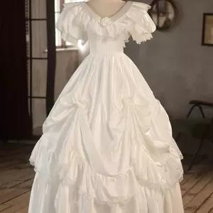 빈티지 웨딩드레스 유럽 귀족 새틴 단일상품 복고풍 배경