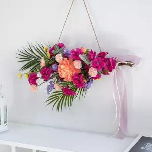진달래 조화 가랜드 트로피칼 50cm 인테리어 봄 꽃 벽장식 벽걸이 현관 문 꾸