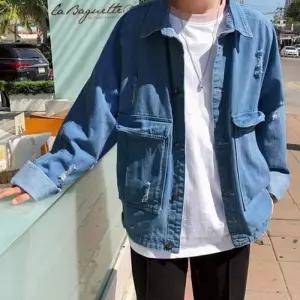 [라일리의류] Rly 박시핏 남성 데님 자켓 오버핏 남성 청 자켓 워