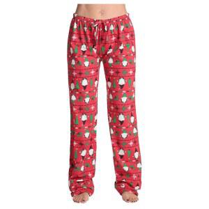 iTranye 여성 크리스마스 파자마 바지 드로스트링 귀여운 프린트 라운지 루즈 와이드 레그 스웨트 팬츠 슬립웨어