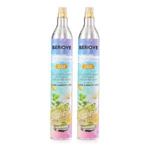 탄산음료 제조기용 베리오브 CO2 실린더 - 스크류 인 탄산음료 제조기 호환, 교환 탄산음료 및 탄산수용 60L 내구성 CO2 카트리지 - 나사산 실린더가 있는 모든 음료(2PCS)를 탄산음료로 대체합니다