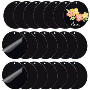 센보타 20개 블랙 아크릴 블랭크 비닐 및 블랭크, 장식품 두께 DIY 구멍이 공예 있는 프로젝트용 각인 이름표 열쇠고리, 1/8인치 2인치