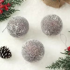 Jdt 장식볼 3p 8cm 스노우눈결정트리액세서리 소품 트리볼 크리스마스 악세사리