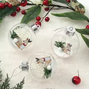 Jdt 스노우 투명 장식볼 3p세트 8cm 루돌프트리액세서리 소품 트리볼 크리스마스 악세사리