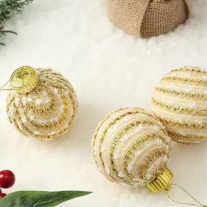 비타리토 시스루 레이스 장식볼 8cm 3p 라운드골드트리액세서리 트리볼 크리스마스 악세사리 소품