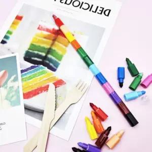 블럭색연필 20개 세트 어린이집 유치원 학원 단체선물 랜덤 휴대용 줄줄이 무지개 기획상품 답례품 꼬마 묶