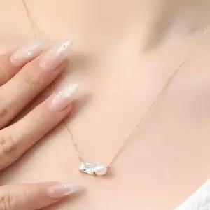 비쥬홀릭) 실버925 골드도금 진주 체인 여성 목걸이 패션목걸이 은목걸이 925목걸이