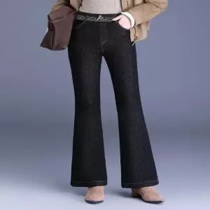 여성 팬츠 청 가을 겨울 배기핏 청바지 기모 도톰한 핫팬츠 밴딩 하이웨스트 원픽4