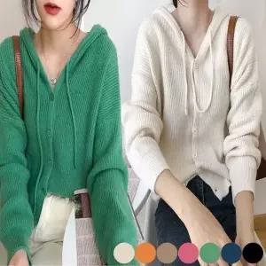 봄가을 니트 여자 간절기 가디건 후드 7컬러 캐주얼