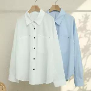 [NS홈쇼핑][샵앤] 여성 카라넥 데일리 루즈핏 블랙단추 셔츠 남방 DGB-WBL-5104..