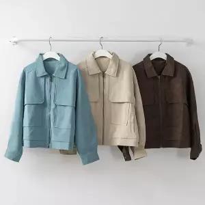 여성 카라포켓 환절기 세무 집업자켓