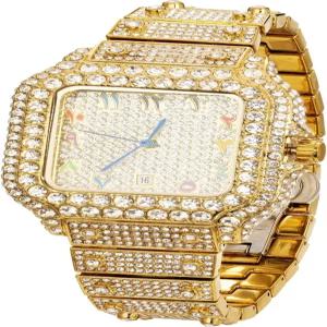 소년 청소년 할루카카 시계 모이사나이트 다이아몬드 스 아웃 럭셔리 18k 리얼 골드플래티넘 화이트 골드