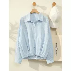 [하프클럽/샵앤]여성 카라넥 잔체크 밑단핀턱 봄신상 블라우스 셔츠 DGB-WBL-5