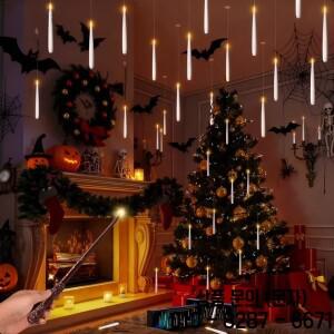 12/10개 LED 플로팅 캔들 마법 지팡이 포함 불꽃 없는 플라잉 깜박이는 웨딩 및 휴일 장식용