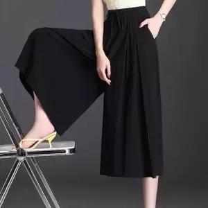 여름 찰랑찰랑 밴딩 와이드 팬츠 7부 치마바지 캐주얼 WFJFYOQ
