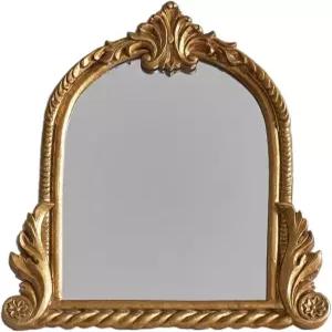 스탠드가 있는 스몰 골드 빈티지 베니티 미러 10.5인치 x 9.5인치 조각된 레진 아치 테이블 침실 거실