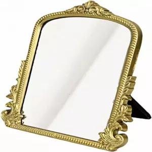 텐푸주 샴페인 골드 빈티지 바로크 배니티 미러 작은 아치형 테이블탑 메이크업 서랍장용 무료 스탠딩 침실