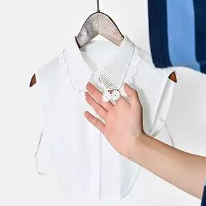 플라워 자수 포인트 페이크 카라 이너셔츠 넥케이프-WFIDRDF