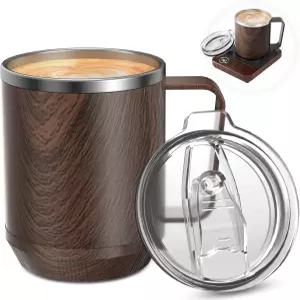 Felibeaco 16온스 평평한 바닥 열판용 가열 커피 머그 다양한 워머/히터용 스테인리스 스틸 컵 가정 및