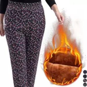 여성 방한바지 0/9 꽃무늬 기모 여자 융 솜바지 작업 패딩 융기모tuv485