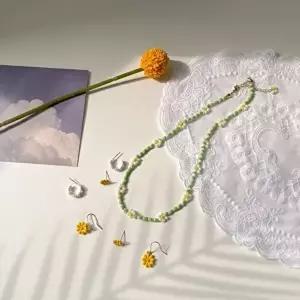 매력적인 꽃무늬 귀걸이 목걸이 세트 여성용 예쁜-WFIK5N5