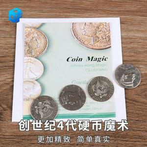 마술 도구 키트 Johnny Wong S Genesis 4 DVD 포함 By US Half Dollar Set 트릭 착시 클로즈업 소품