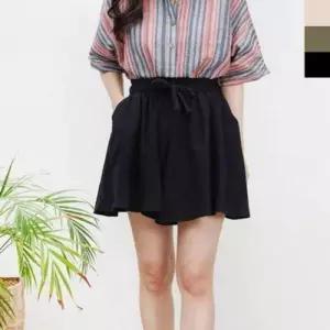 치마 반바지 린넨 1P 플레어 밴딩 팬츠 4부 치마바지 WD44CF9